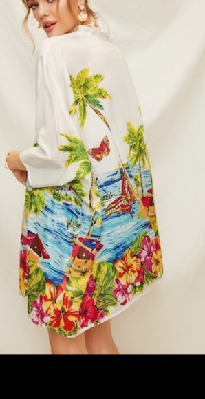 LAST ONE!! White Tropical Kimono - Picture 2 of 8